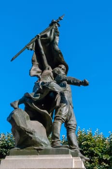 NANTES, FRANCE - SEPTEMBER 12, 2017: Statue of colonel Villebois-Mareuil in Nantes (Loire-Atlantique, France)