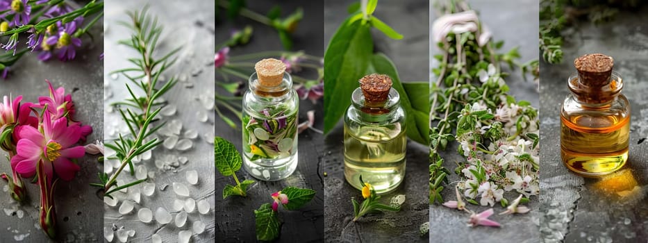 Homeopathy in small jars. Herbal extract. Selective focus. nature. Generative AI,