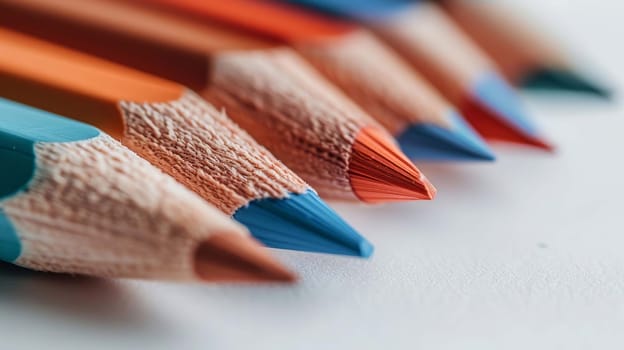 Color pencils isolated on white background. Close up. Generative AI, colorful
