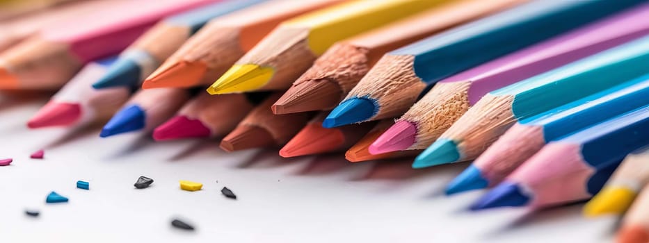 Color pencils isolated on white background. Close up. Generative AI, colorful