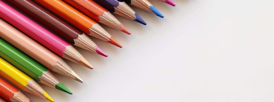 Color pencils isolated on white background. Close up. Generative AI, colorful
