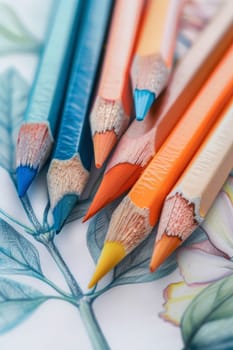 colored eyes drawn with colored pencils close up. Generative AI,