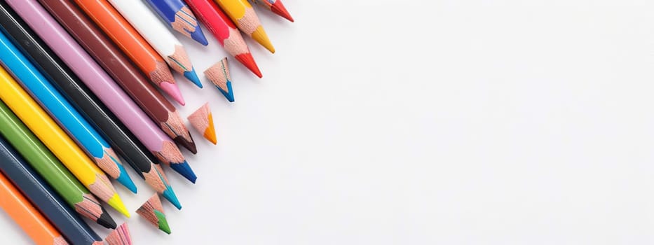 Color pencils isolated on white background. Close up. Generative AI, colorful