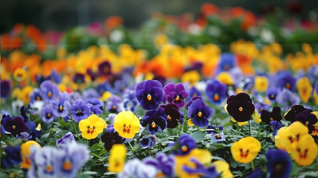 Flower field of pansies, Generative AI, flowers