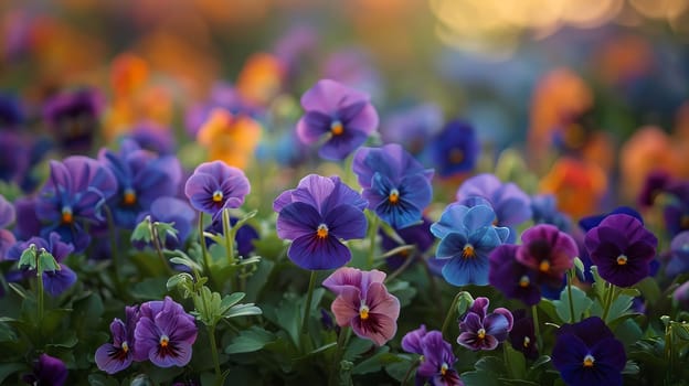 Flower field of pansies, Generative AI, flowers