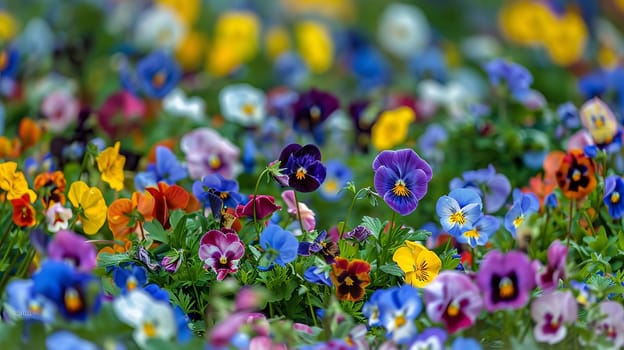 Flower field of pansies, Generative AI, flowers