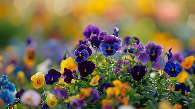 Flower field of pansies, Generative AI, flowers