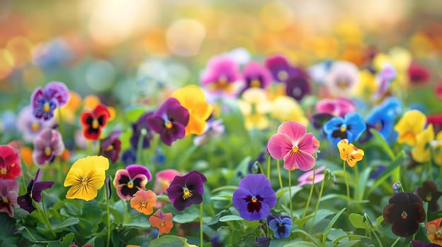 Flower field of pansies, Generative AI, flowers