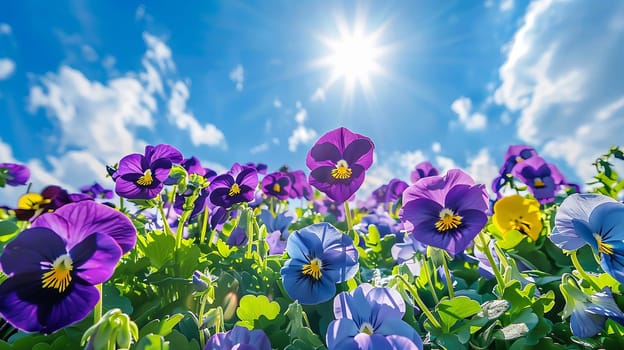 Flower field of pansies, Generative AI, flowers