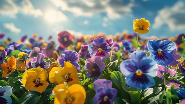 Flower field of pansies, Generative AI, flowers