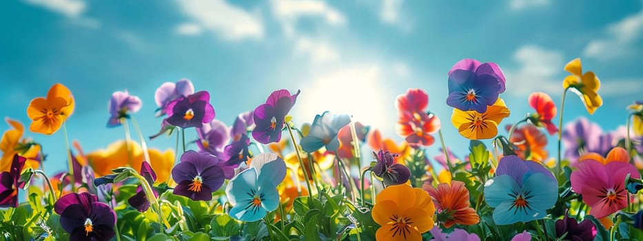 Flower field of pansies, Generative AI, flowers