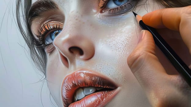 colored eyes drawn with colored pencils close up. Generative AI,