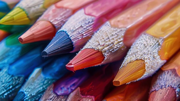 Color pencils isolated on white background. Close up. Generative AI, colorful