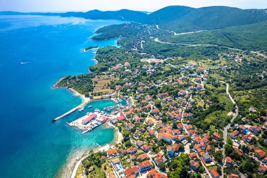 Nerezine on Mali Losinj island aerial view, archipelago of Croatia