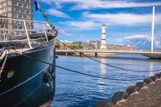 City of Malmo waterfront and lighthouse view, Scania province of Sweden