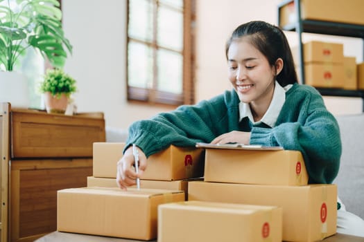 Online delivery, female small business owners are ecstatic when they see unexpected sales and customer orders in their business planning and marketing.