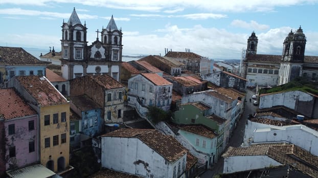 salvador, bahia, brazil - june 16, 2022: Decorative banners seen in the ornamentation for the festivities of Sao Joao in Pelourinho, Historic Center of the city of Salvador.