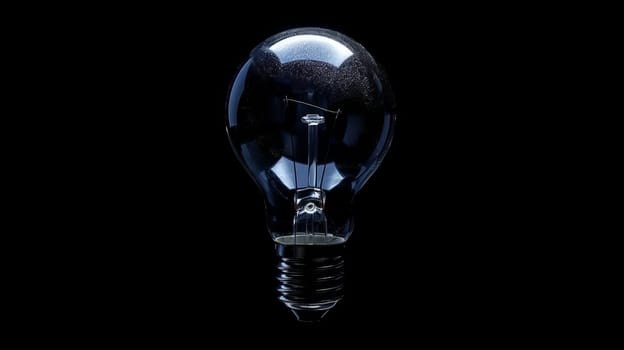 Light bulb isolated on black background, close-up. Energy and innovation concept.