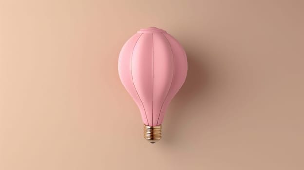 Pink lightbulb shaped like a hot air balloon on beige background.