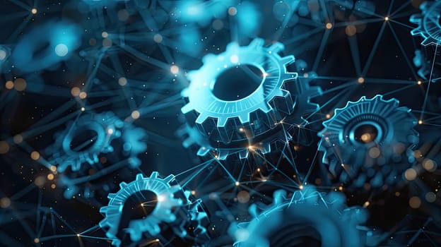 Network of Interconnected Gears Showing Dynamic Relationships Between Various Resources.