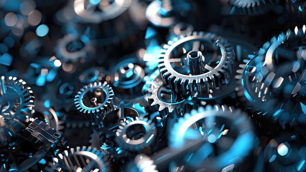 Network of Interconnected Gears Showing Dynamic Relationships Between Various Resources.