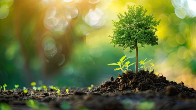 Tree with Colorful Leaves and Strong Roots, Growing Projects.