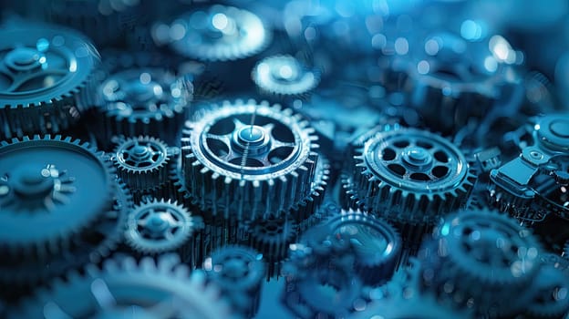 Network of Interconnected Gears Showing Dynamic Relationships Between Various Resources.