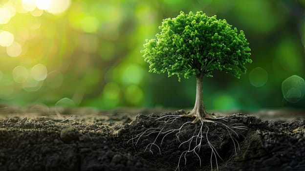 Tree with Colorful Leaves and Strong Roots, Growing Projects.