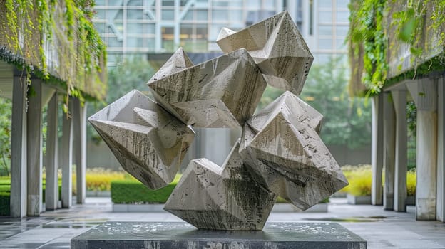 Abstract Sculpture Depicting Resource Allocation and Balance.