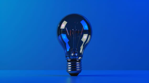 Light bulb on blue background, symbolic concept. Innovation and creativity concept.