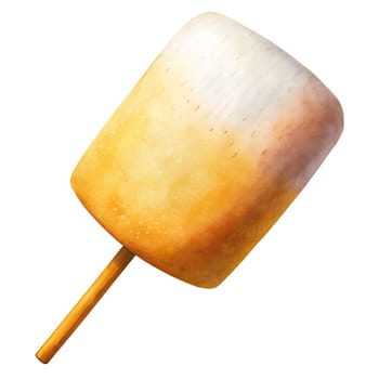 A festive marshmallow on a stick ready for roasting, ideal for gatherings around the fire on a warm evening.