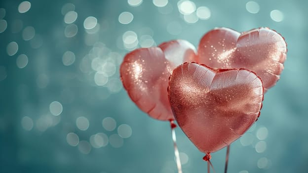 Heart-shaped foil balloon with sparkle bokeh for a romantic wedding or valentine celebration