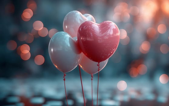 Heart-shaped red balloons for a love celebration, perfect for romantic and festive party decoration