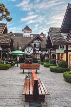 Beautiful German architecture downtown  Campos do Jordão, SP Brazil. Juli 14, 2024.