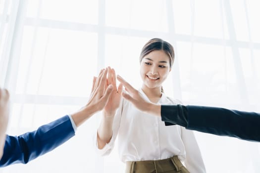 Business Success concept with partner, Partnership Giving Fist Bump after Complete a deal. Successful Teamwork, Businessman with Team Agreement in Corporate