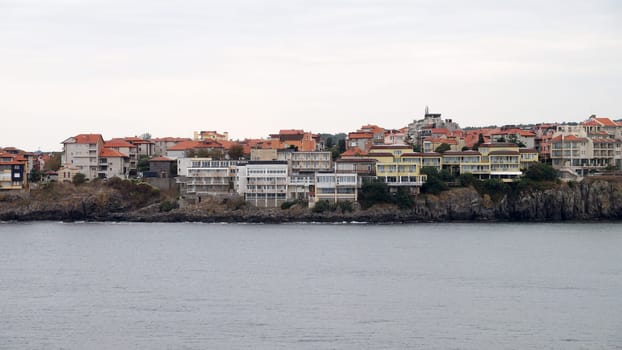view from the sea to the Bulgarian resort town of Sozopol.