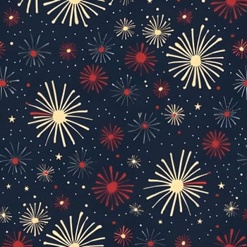 A vibrant and colorful pattern of fireworks against a dark blue sky. The design is perfect for celebrating Independence Day, New Year's Eve, or any other festive occasion.