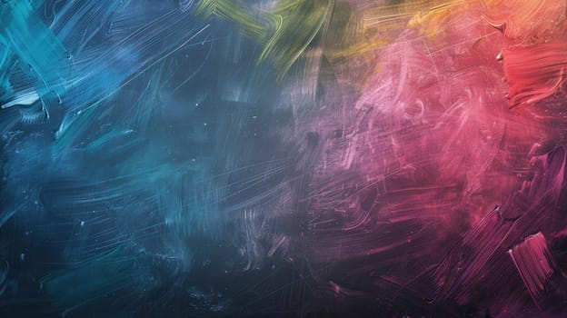 A chalkboard filled with vibrant spirals and abstract shapes created during a creative classroom activity.