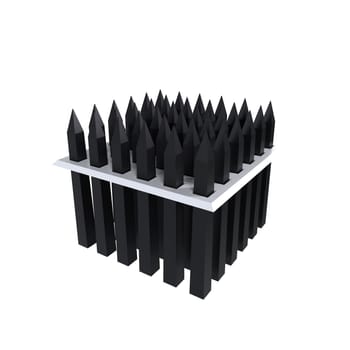 A black fence with many spikes on it