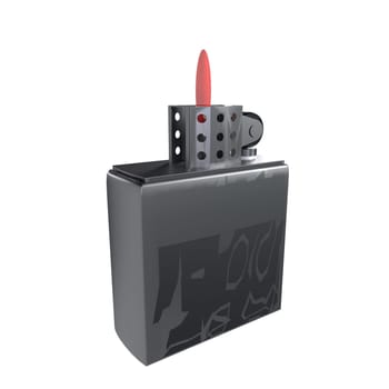 A silver lighter with a red tip