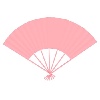 A pink fan with white trim