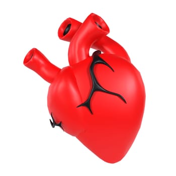 A red heart with black spikes on it