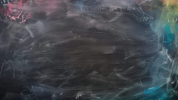 A chalkboard is filled with vibrant spirals and abstract shapes, showcasing creativity during an engaging art class activity.