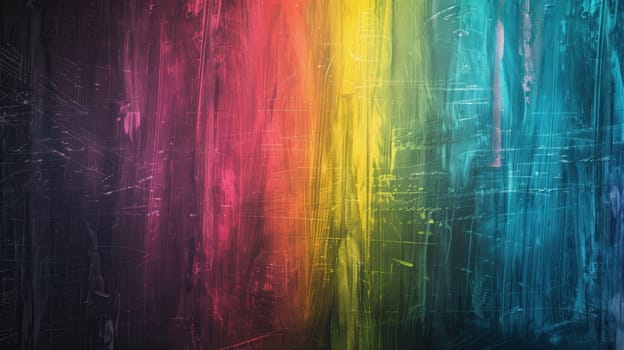 A vibrant chalkboard displays colorful spirals and abstract shapes during an art lesson in a bright classroom environment.