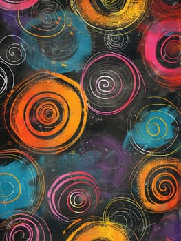 A vibrant chalkboard showcases swirling colors and abstract shapes, showcasing creativity during a fun art project.