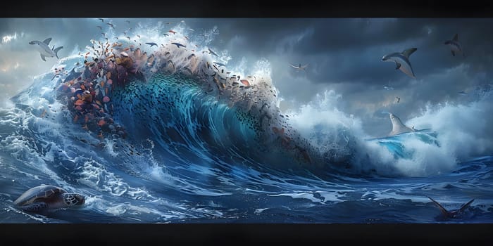 A massive wave made entirely of plastic debris, a stark reminder of the environmental crisis facing our oceans.