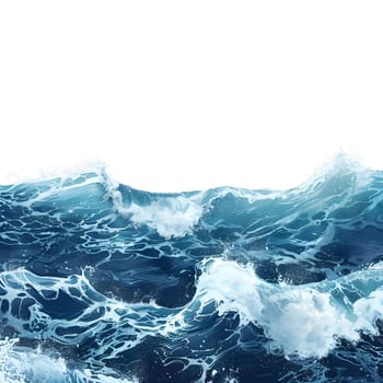 A close-up of waves crashing in the ocean with foam and blue water.