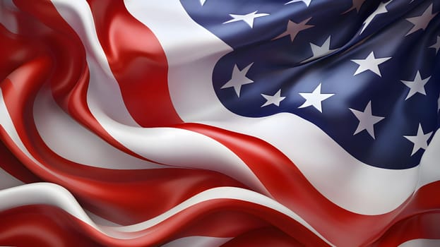 A close-up of the American flag waving in the wind, showcasing its vibrant colors and intricate details.