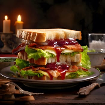 A delicious turkey sandwich with lettuce, tomato and cheese