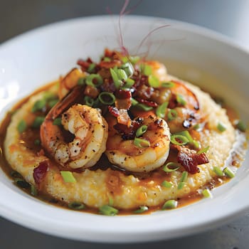 Shrimp and Grits with Bacon is a Southern delicacy that can be enjoyed for any meal, it features shrimp cooked in a savory sauce and served with creamy grits.